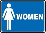 RESTROOM SIGNS WOMEN (W/GRAPHIC) 7 x 10 Adhesive Vinyl Sign