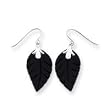 Sardelli - 14k White Gold Onyx w/Leaf Dangle Earrings