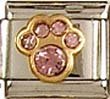 Clearly Charming June Pink Alexanderite Color Paw Print Birthstone Cat Dog Bear Animal Theme Italian Charm