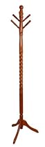 Traditional Twist Deign Oak Finish Wood Coat Hat Rack Stand