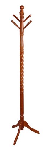 Traditional Twist Deign Oak Finish Wood Coat Hat Rack Stand