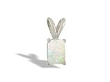 14K White Gold Genuine Emerald-cut Opal Pendant