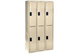 Flush Front Locker Double Tier 12x18x72 6 Door Assembled Tan