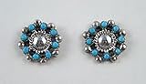 Zuni Native American Made Earrings with Petite Point Round
Turquoise and Snake Eye Post Earrings