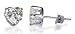 Sterling Silver Clear Cubic Zirconia 4 MM Heart Stud Earrings