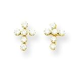 14k CZ (Cubic Zirconia) Cross Earrings