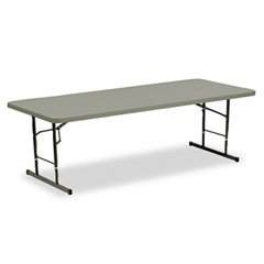 Adjustable-Height Folding Table, 96w x 30d x 25 - 29h, Charcoal, ICE65637