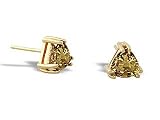 14K Yellow Gold Genuine Trillion Smoky Quartz Stud Earrings