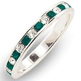 CRYSTAL BANDS - Sterling Silver Clear and Emerald Swarovski Crystal Band