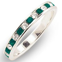 Sterling Silver Clear and Emerald Swarovski Crystal Band by 