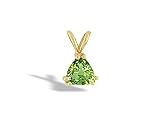 14K Yellow Gold Genuine Trillion Peridot Pendant