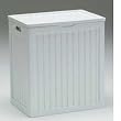 Contemporary Country Wood Hamper with Interior Bag White