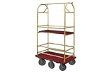 Bellman Condo Cart 48x25 Satin Brass Burgundy Carpet, 6 Rubber Wheels
