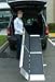 Wheelchair Ramp - 8' L x 29 W. Made in USA. This Trifold Advantage Series Ramp fits to steps, vehicles and raised landings for wheelchairs or scooters. Bottom transition plate floats to self-adjust. This ramp separates into two lightweight sections for easier handling. Unique 3-fold design features dual handles with slim profile. See all King of Canes Products.