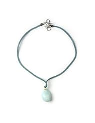Meg Carter Designs Suede Cord, Shell, Freshwater Pearl and Sterling Silver "Little Beach" Necklace in Dusty Blue