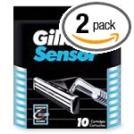 Gillette Sensor Shaving Cartridges for Men, 10-Count Packages (Pack of 2)