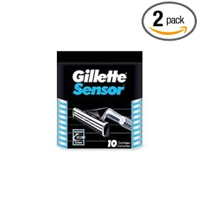 Gillette Sensor Shaving Cartridges for Men, 10-Count Packages (Pack of 2)