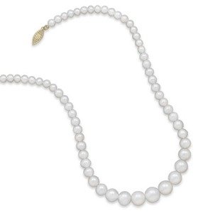 Graduated White Pearl Necklace Gold Fill