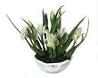 Dollhouse Miniature Artisan White Iris in a Porcelain Bowl
