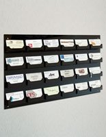 Image of Set of 5, Wall Mounted Business Card Holder, 24 Pockets, Black Acrylic, Open Face Literature Rack