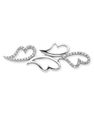 Sterling Silver CZ Hearts Pin