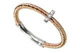 18K Rose Gold Hand-Woven Mesh Ring, Enhanced with a Pave-Set Diamond Roundel.