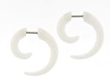 White acrylic fake spiral plugs - 16g wire stud, 4g fake plug - sold as a pair