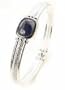 Blue LAPIS Hinged Sterling Silver BANGLE Bracelet Opens