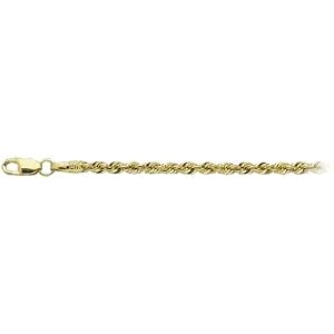 14k Yellow Gold Hollow Rope Bracelet, 7.25 by