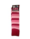 Womans Ladies Wellington Boot Socks Stripe Design Cotton Welly Liner (Pink & Red)