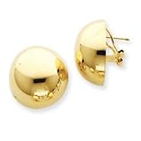 14k Omega Clip 24mm Half Ball Earrings