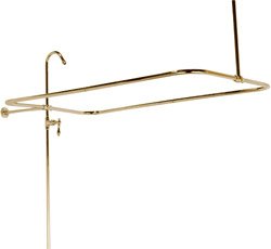 Polished Brass Shower Riser-Enclosure-Diverter Set