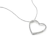 10K White Gold Heart 0.25Ct Heart Diamond Pendant With Chain Wear Dual Style Free Shipping