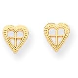 14k HEART With CROSS Childrens Earrings