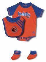 New York Knicks Newborn Boy's Creeper and Bib and Bootie Set from Adidas