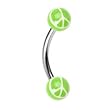 Green White Acrylic Peace Sign Eyebrow Ring