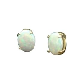 14K 2.00 CTW Oval Opal Stud Earrings