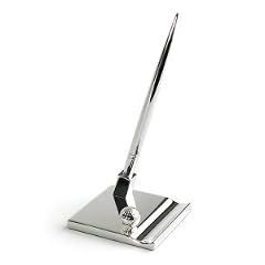 edler Golf- Kugelschreiber mit Stand,versilbert,Golfschreiber als Golfgeschenk f�r den Desktop