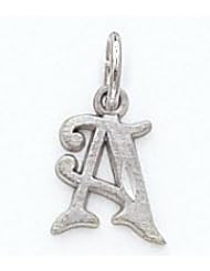 14k Gold White Gold Diamond-cut Initial T Charm