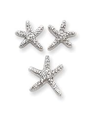 Sterling Silver CZ Starfish Earrings And Pendant Set