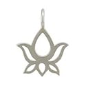 Tiny Lotus Flower Pendant or Charm in Sterling Silver, #8429