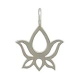 Tiny Lotus Flower Pendant or Charm in Sterling Silver, #8429