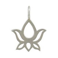 Tiny Lotus Flower Pendant or Charm in Sterling Silver, #8429