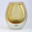 Hand Blown Amber Multicolor Sommerso Art Glass Vase 9" tall