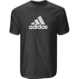 adidas Men's Short-Sleeve Logo T-Shirt, Med GryHthr/Blk/Wht, X-Large