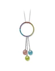 Sterling Silver Multi-color CZ 18" Necklace