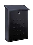 Rimini Large Capacity A4 Steel Black Post Box Letter Box Mail Box