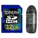 TOPRAM 32GB 32G SD SDHC Secure Digital Class 6 Memory Card with R1 Card Rea ....