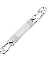 Sterling Silver 7.5 Inch Polished Engraveable 1 Figaro Link ID Bracelet - 7.5 Inch