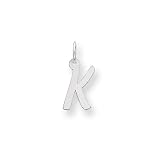 Sterling Silver Small Initial K Charm with 20 inch Sterling Silver Chain